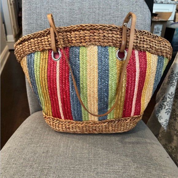 Boho Colorful Striped Woven Tote Bag - Picture 6 of 8
